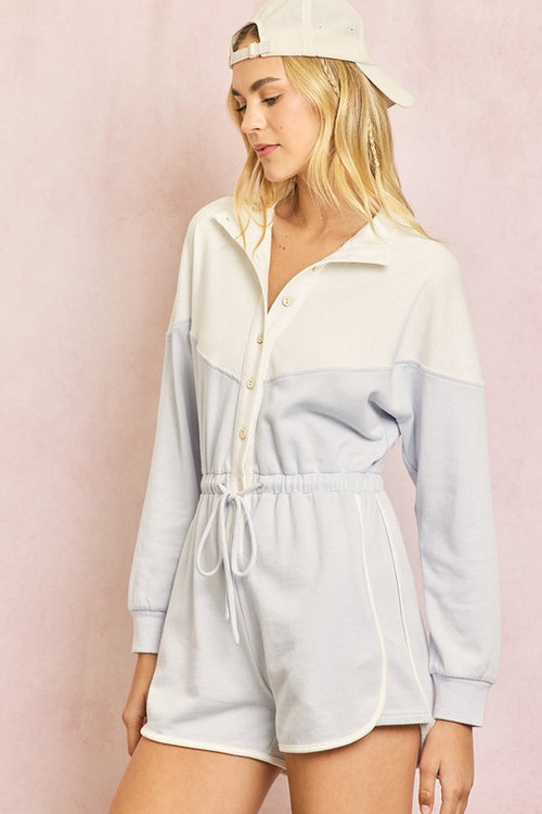 Contrast Cotton Terry Romper