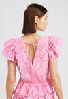 Pink Palm Ruffle Peplum Top