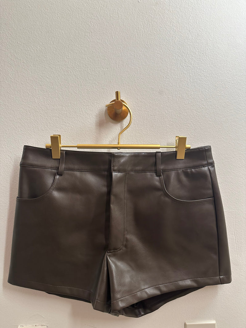 Buddy Leather Shorts - Brown