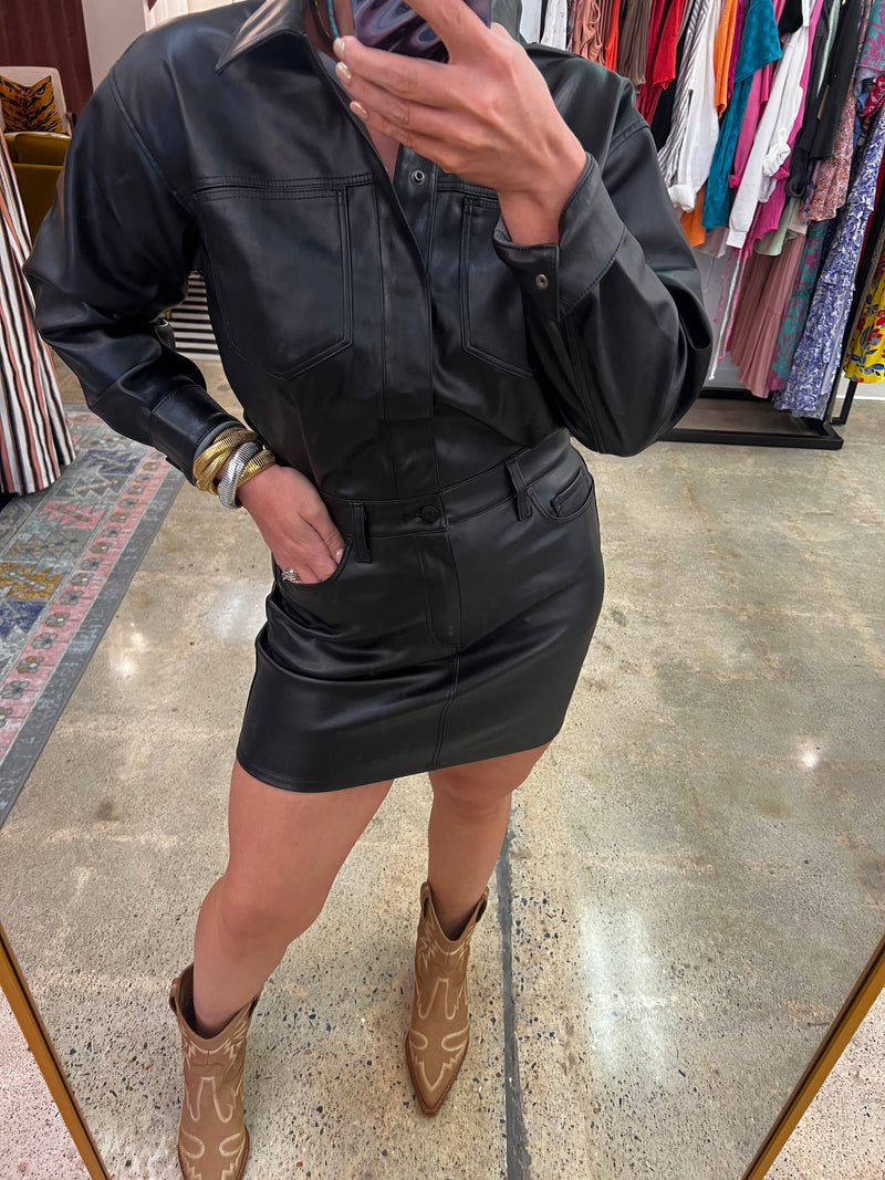 Nina Long Sleeve Mini Dress - Slate Black