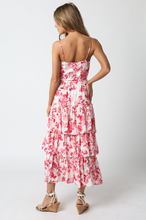 Ruby Red Floral Maxi Dress