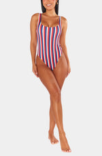 The Ribbed One Piece - Americana Stripe