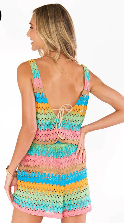 Ren Romper Multi Stripe Crochet