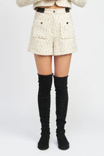 Contrast Waist Tweed Short