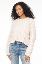 Eva Crew Neck Sweater- Dove Cable