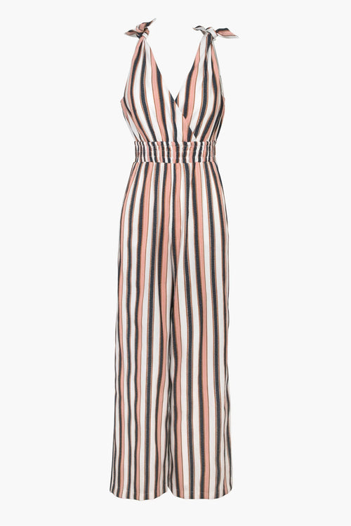 Denise Shoulder Tie Stripe Jumpsuit