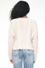 Eva Crew Neck Sweater- Dove Cable