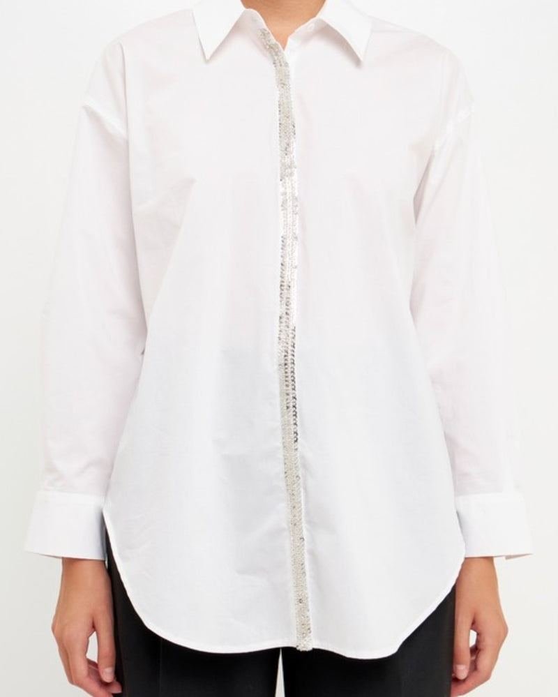 Sequins & Beads Trim Shirt