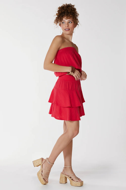 Short Ruffle Skirt- Chili