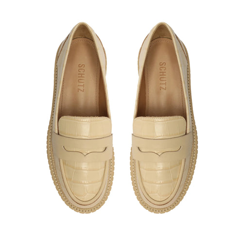 Viola Crocodile-Embossed Leather Flat