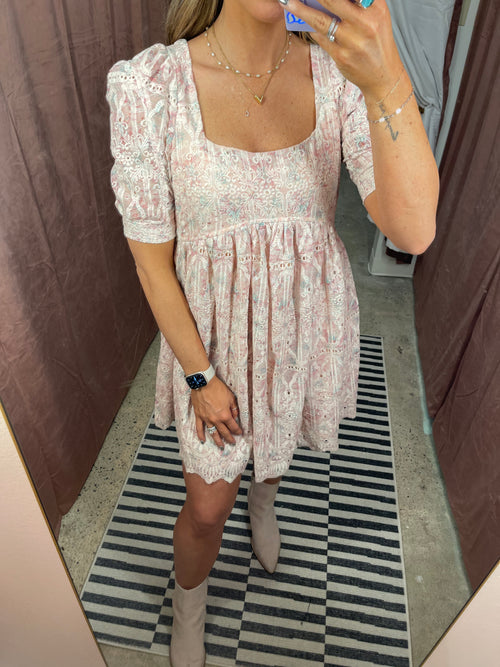 Embroidered Chiffon Mini Dress