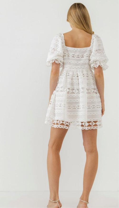 Lacy Puff Mini Dress