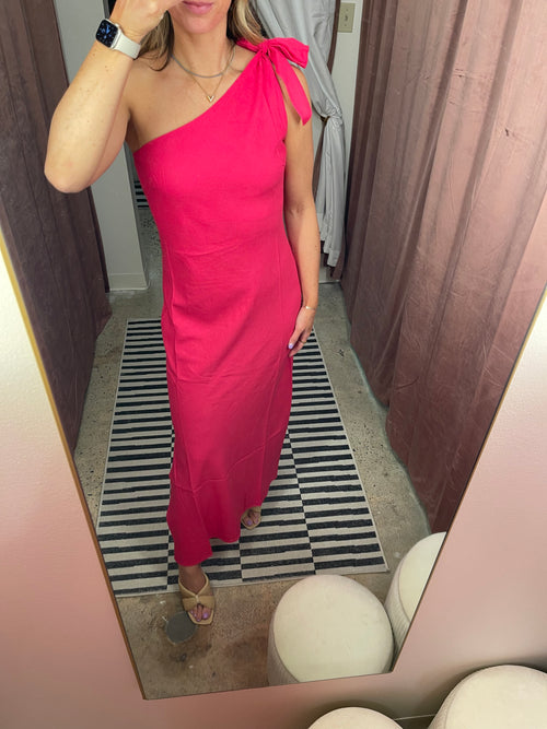 Sabrina Fuschia Tie Shoulder Dress